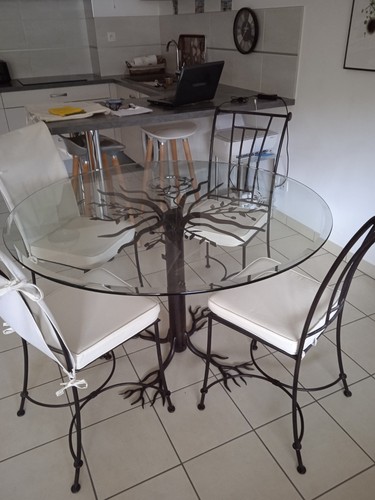 Table ronde manger verre - ronde,