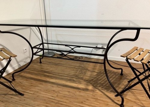 Table fer forgé - table, verre